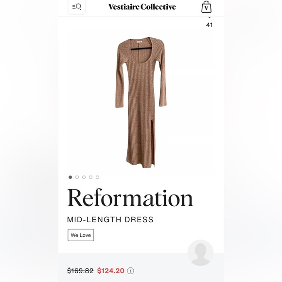 NWOT REFORMATION Lemon Dress - Heathered Cinnamon - Picture 4 of 16